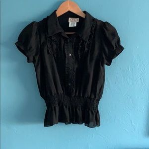Pink Vanilla Black Button Down Blouse Junior Size XL/16